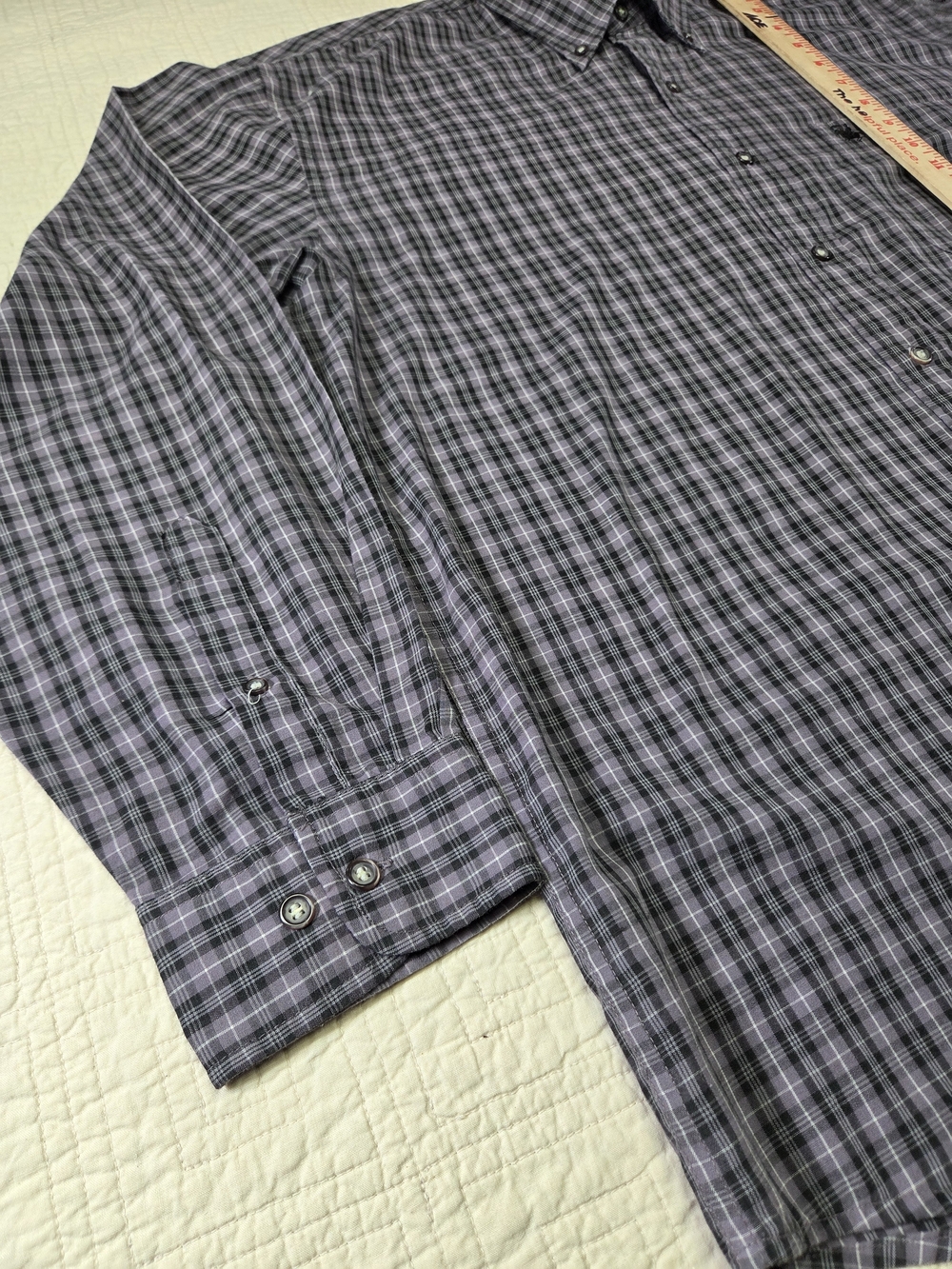 Knights Sportswear Men's L Long Sleeve Button Down Shirt Purple Plaid Casual - Picture 6 of 11